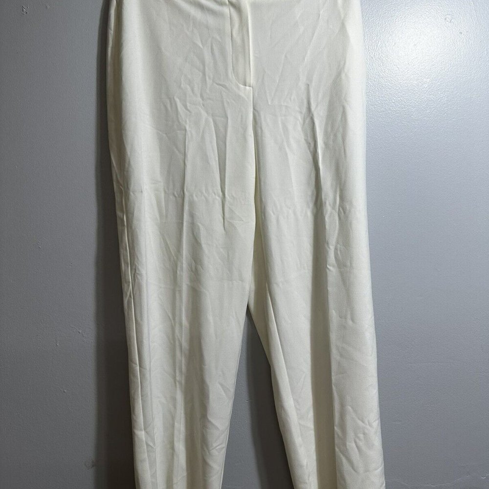 Emma James Women's Essentials  Off White Wide Leg High Rise Pants‎ SZ  12P NWT